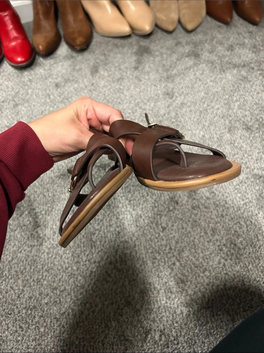 a new day Brown Strappy Flat Sandals